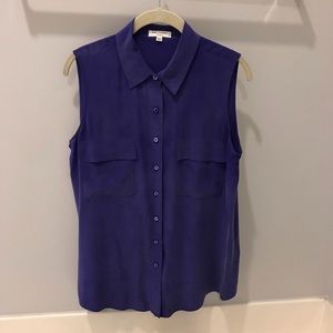 Equipment Washed Silk Violet Sleeveless Blouse